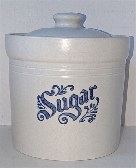 Vintage Pfaltzgraff Yorktowne Crock Stoneware Canister Set Of 2 Sugar