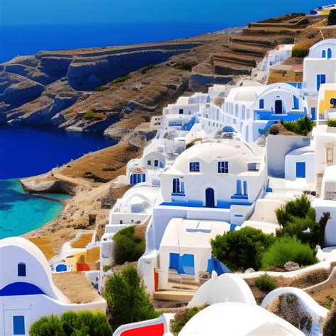 Beautiful White Washed Buildings On A Greek Island · Creative Fabrica