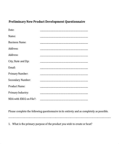 Product Questionnaire 6 Examples Format How To Develop Pdf Tips