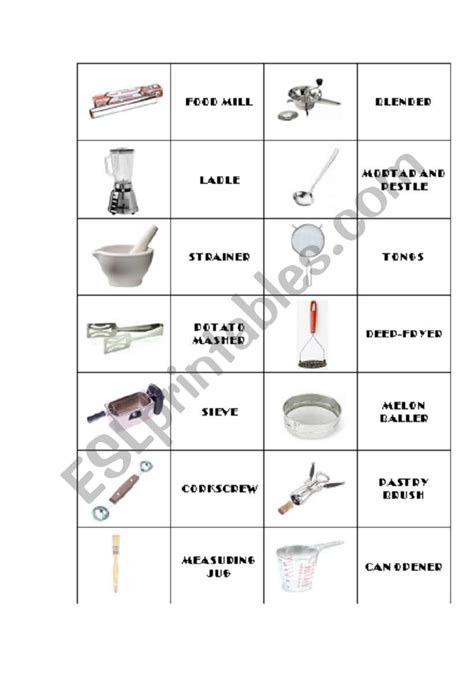 Kitchen Utensils Domino 3 Esl Worksheet By Pitudiaz