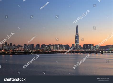 seoul skyline panorama images stock   objects