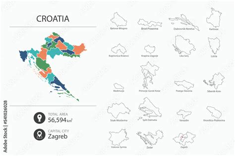 map  croatia  detailed country map map elements  cities total