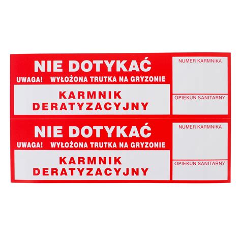 2x NAKLEJKA NA KARMNIK DERATYZACYJNY HACCP DDD NCZK1 Cena Opinie