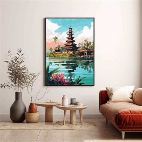 Bali Poster Indonesia Travel Prints Decor Mid Century Modern Wall Art