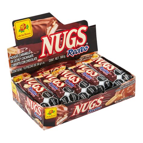 De La Rosa Nugs Chocolate RECREO Paquete Con 10 Piezas De 56g Caja Con