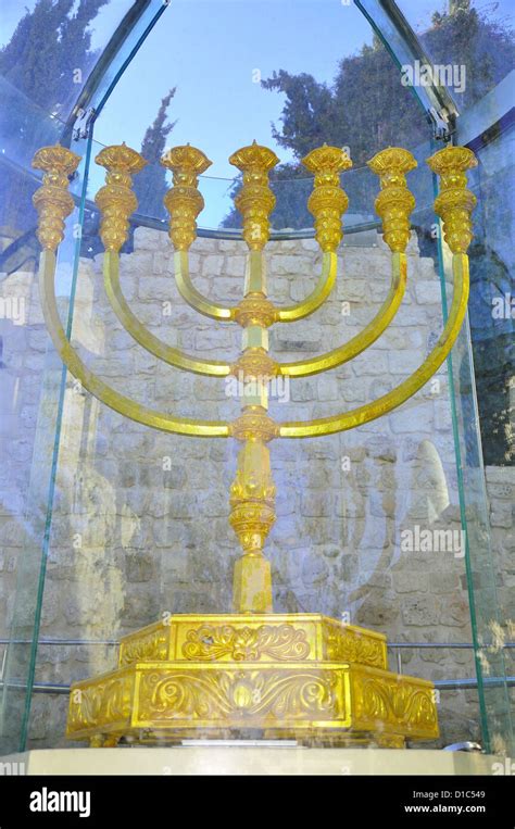 Golden Menorah In Old City Of Jerusalem Stock Photo Alamy