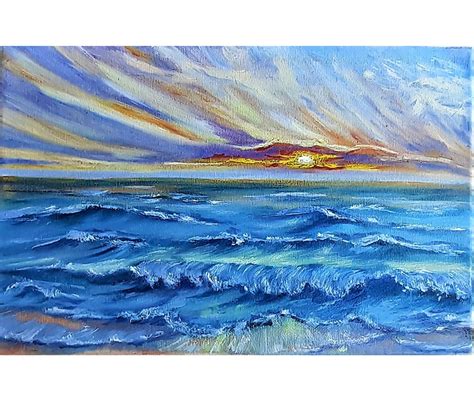 California Ocean Sunrise Painting Original Oil on Canvas Artwork ON ...