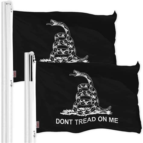 Gadsden Black And White Flag 3x5 Ft 2 Pack Printed 150D Polyester By