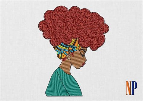 African Girl Machine Embroidery Design Afro Hair Afro Hairstyle African Woman Boho Style