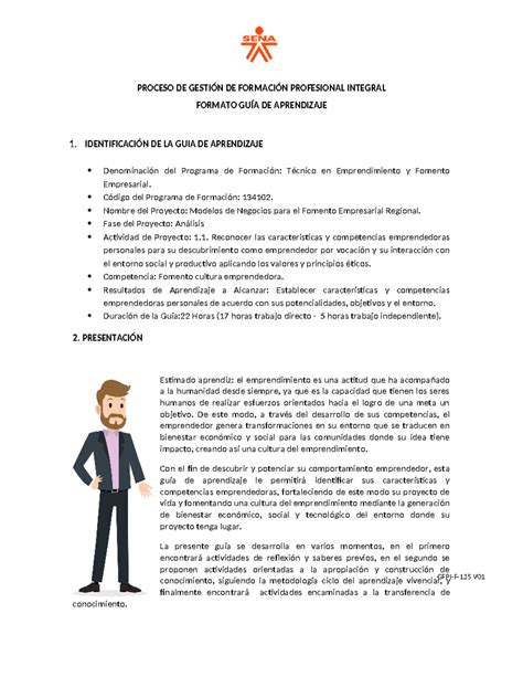 GFPI F 135 GUÍA DE Aprendizaje 1 GFPI F 135 V PROCESO DE GESTIÓN DE