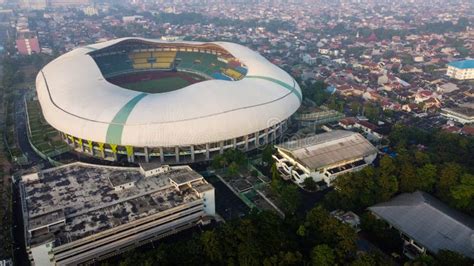 Aerial View The Largest Stadium Of Bekasi From Drone Indonesia