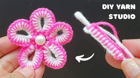 Super Easy Woolen Flower Craft Ideas With Cotton Bud Hand Embroidery