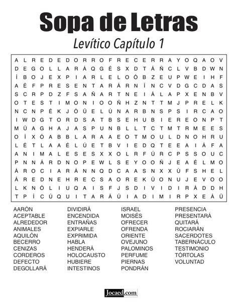 Sopa De Letras Lev Tico Cap Tulo Words Biblical Word Search Puzzle