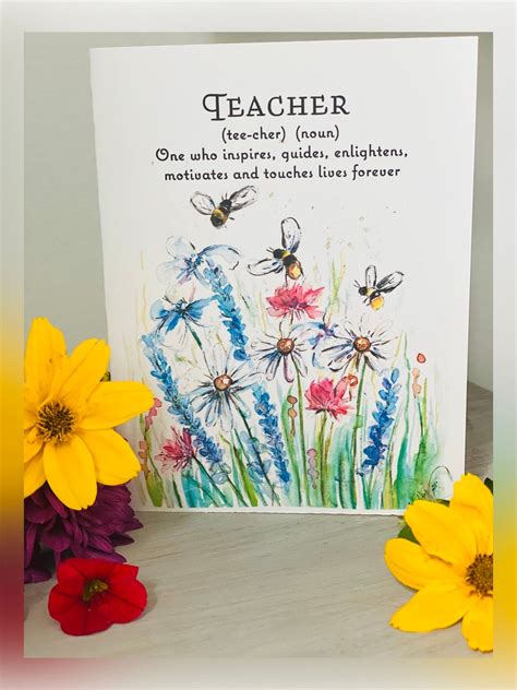 Teacher Appreciation Watercolour Cards Package Of 6 Assorted Etsy