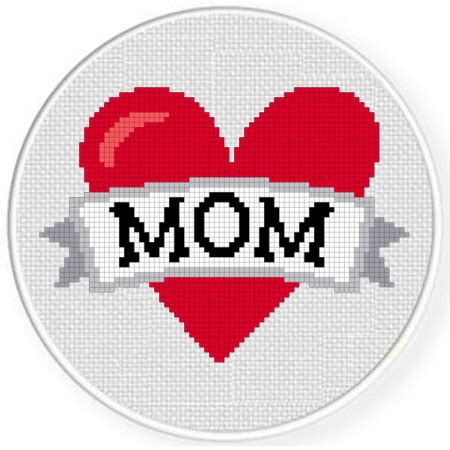 Charts Club Members Only: Heart Mom Tattoo – Daily Cross Stitch