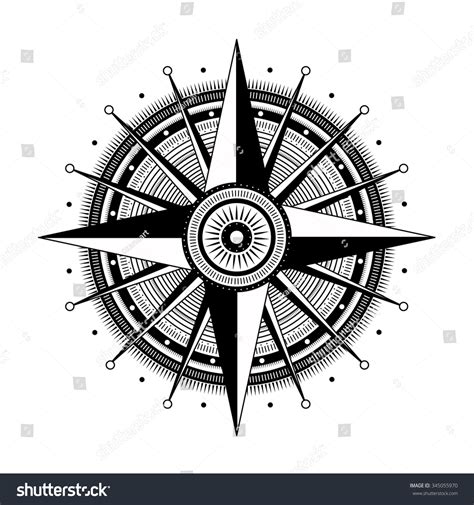 Vector Compass Rose Detailed Illustration Vector De Stock Libre De Regalías 345055970