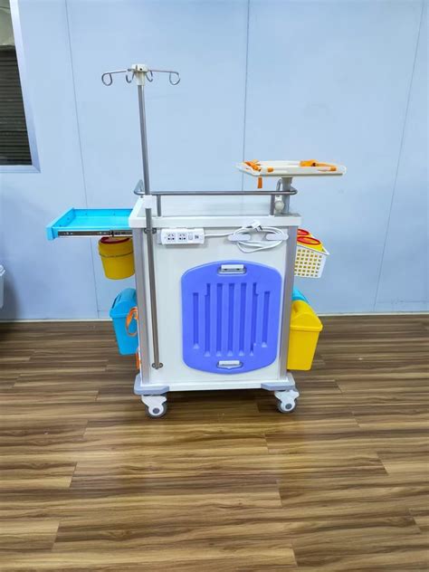 Hospital Drawer Mobile Plastic Emergency Anesthesia Nursing Trolley Abs