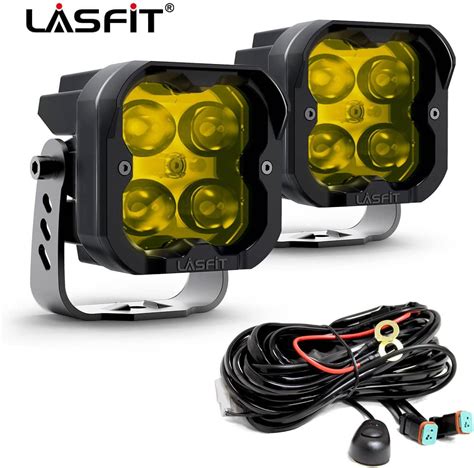 Buy Lasfit Yellow Led Pods Kit Led Fog Lights Tir Optics 3 Inch Off