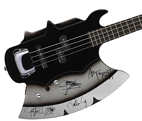 Kiss Autographed Signed Gene Simmons Cort Axe Bass Guitar Ace Frehley