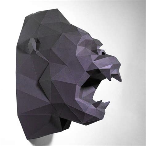 King Kong Head Paper Craft Digital Template Origami Pdf Etsy