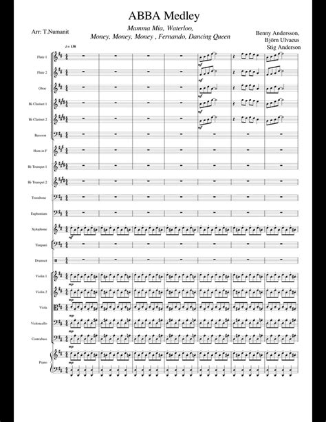 Abba Medley Sheet Music For Flute Clarinet Violin Piano Download