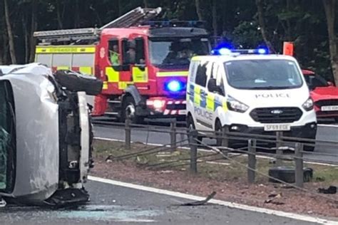 M80 Crash Car Flips On Its Side In Horror Central Reservation Smash Near Falkirk Wheel As Man