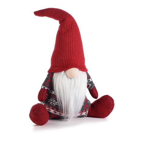 Peluche In Stoffa Di Babbo Natale Gnomo Con Maglione 38 CM Fercolor