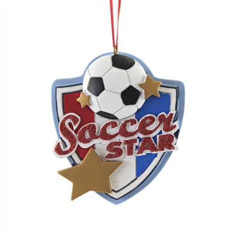 Holiday Ornament Soccer Star Polyresin Shield Ball Star A1905., 1 - Ralphs