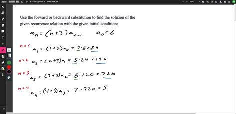 Solved Using Either Forward Or Backward Substitution Find The Solution To The Recurrence