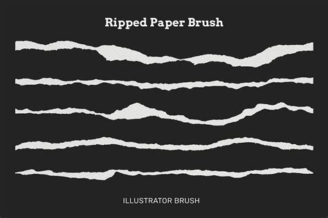 ripped paper brushes are shown in white on a black background with the ...