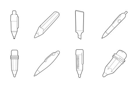 Pen icon set, outline style 8700320 Vector Art at Vecteezy