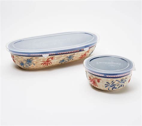 Amazon Temp Tations 2 Pc Basketweave Baker Bowl Set 3 Qt Oval