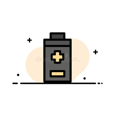 Battery Minus Plus Business Flat Line Filled Icon Vector Banner