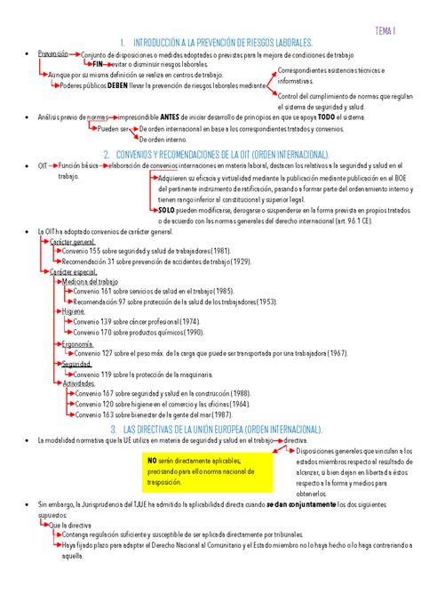 Esquema Tema Prl Pdf Introducci N A La Prevenci N De Riesgos