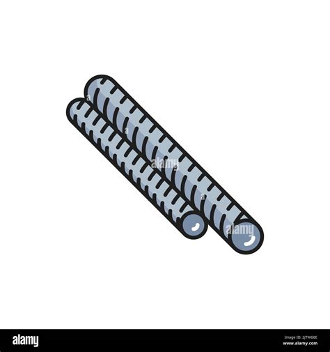 Rods For Reinforcing Concrete Isolated Outline Icon Vector Rolled