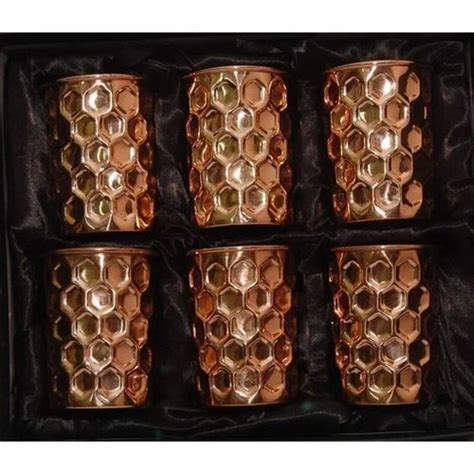 200 Ml Hammered Copper Glass Set 6 Piece At Rs 600 Set In Moradabad