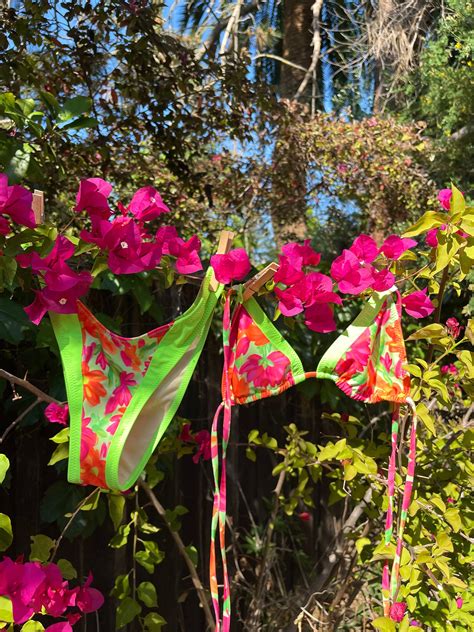 VINTAGE FLORAL BIKINI String Bikini Deadstock Bikini Multicolor Bikini Set Deadstock