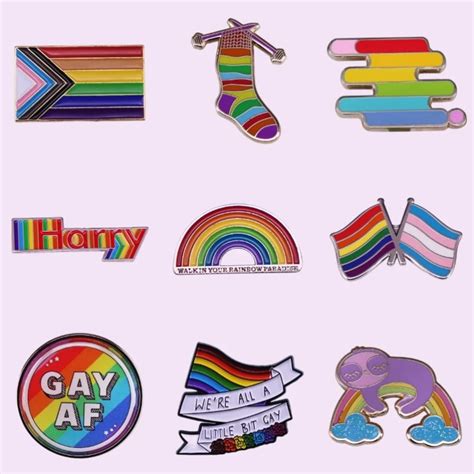 Gay Af Enamel Lapel Metal Pins Button Rainbow Flag Slow Brooches Lgbtq