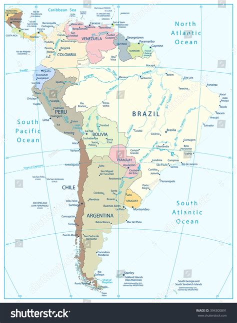 South America Highly Detailed Political Map 库存矢量图（免版税）394300891