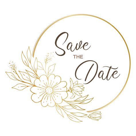 Save The Date For Wedding Invitation With Gold Floral Circle Frame