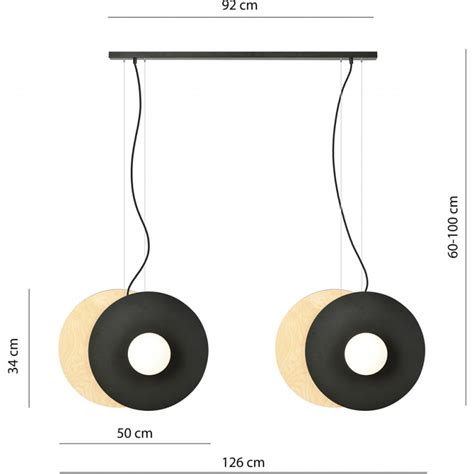 Lampa wisząca 4 punktowa ze sklejki Soho 126cm drewno opal czarny