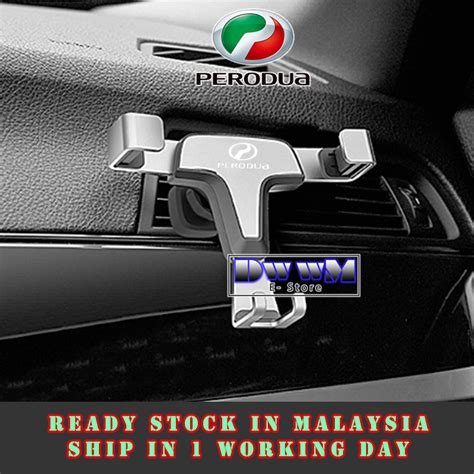 Perodua Gravity Metal Air Vent Car Phone Holder Metallic Silver Mount