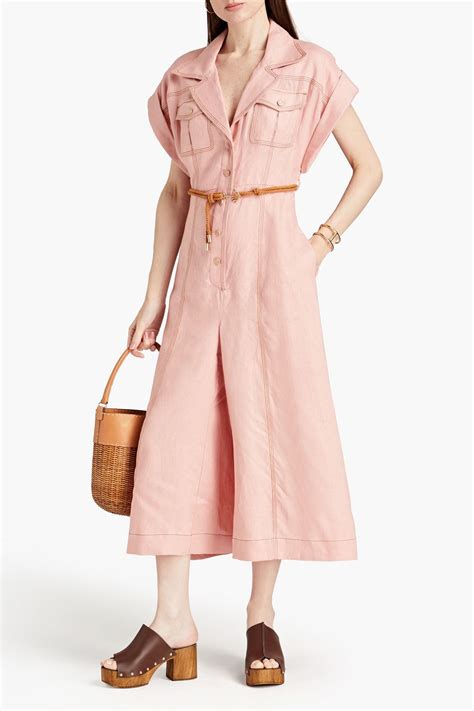 Zimmermann Cropped Belted Linen Wide Leg Jumpsuit The Outnet