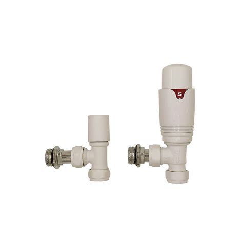 Aeon Decor Thermostatic Angled Thermostatic Radiator Valves 30mm White Only Radiators