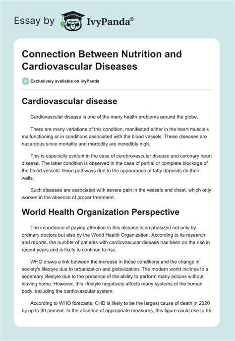 Connection Between Nutrition And Cardiovascular Diseases 1395 Words