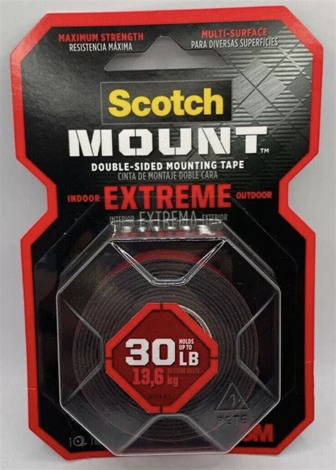 Scotch Extremely Strong Mounting Tape 1 Inch X 60 Inches Black Holds