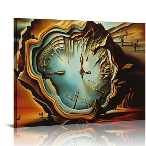 Gosmith Salvador Dali Wall Art Dalí Melting Clock Surrealist Framed Painting Canvas Art For