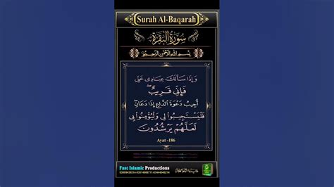 Surah Al Baqarah Ayat 186 سورہ البقرہ Tilawat Quranrecitation Shotrs Islamicproductions Quran