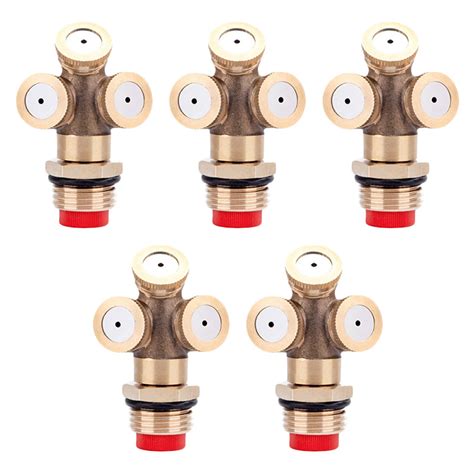 5Pcs Brass Misting Spray Nozzle 3 Holes Garden Sprinklers Irrigation