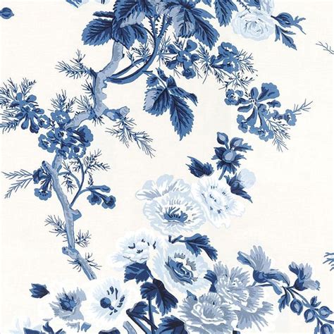 Schumacher Pyne Hollyhock Floral Wallpaper In 2020 Indigo Wallpaper